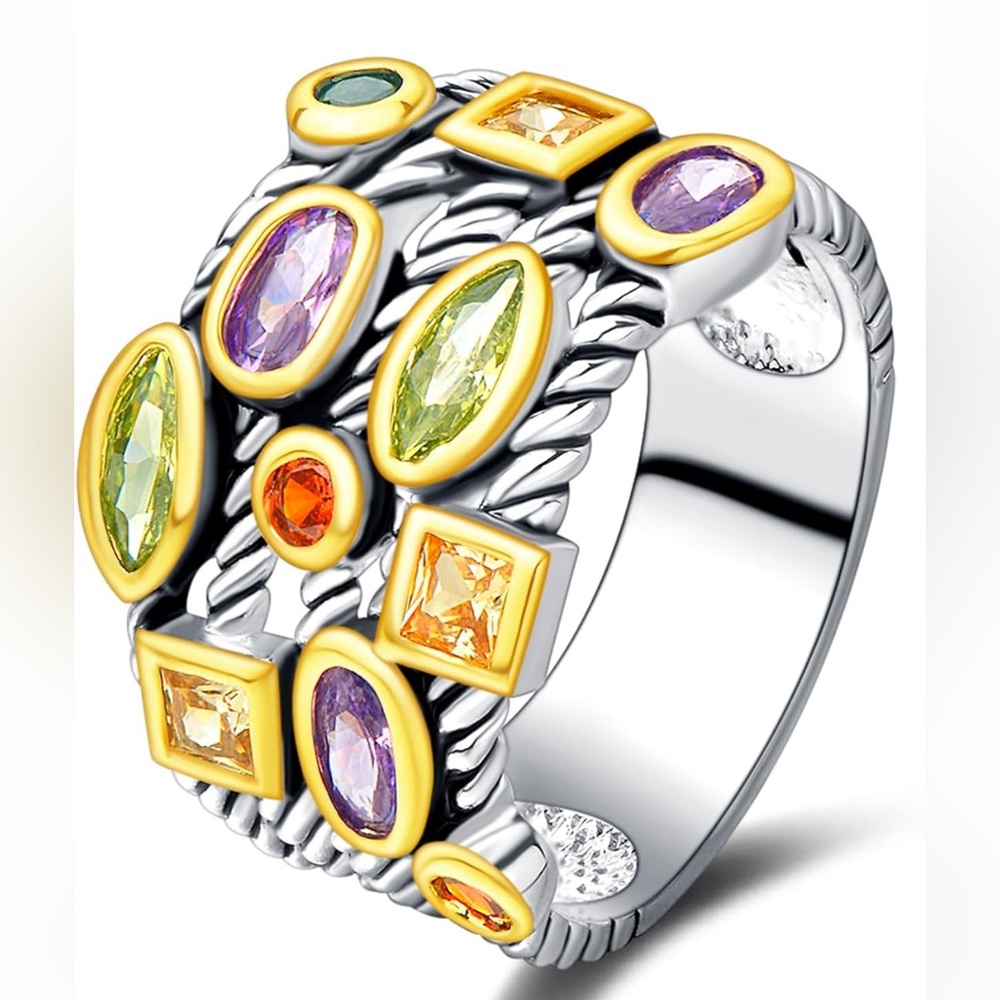 Elegant Multicolor Gemstone Ring